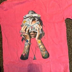 Pink Graphic T-Shirt with Artistic Design